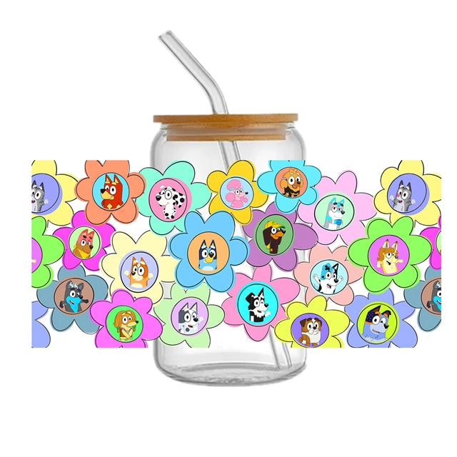 Blue Dog UV DTF Cup Wrap – Decorative Wrap Design for Tumblers & Cups FeeFiFauxLeather