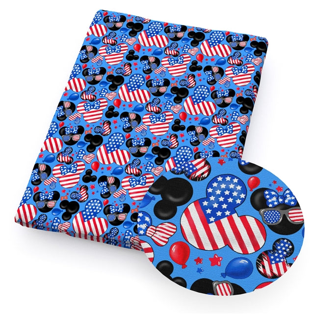 Mouse Red White and Blue July 4th Textured Liverpool/ Bullet Fabric with a textured feel