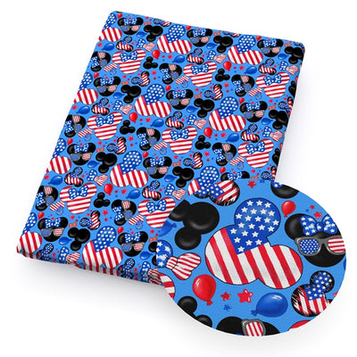 Mickey and Minnie Red White and Blue July 4th Textured Liverpool/ Bullet Fabric with a textured feel