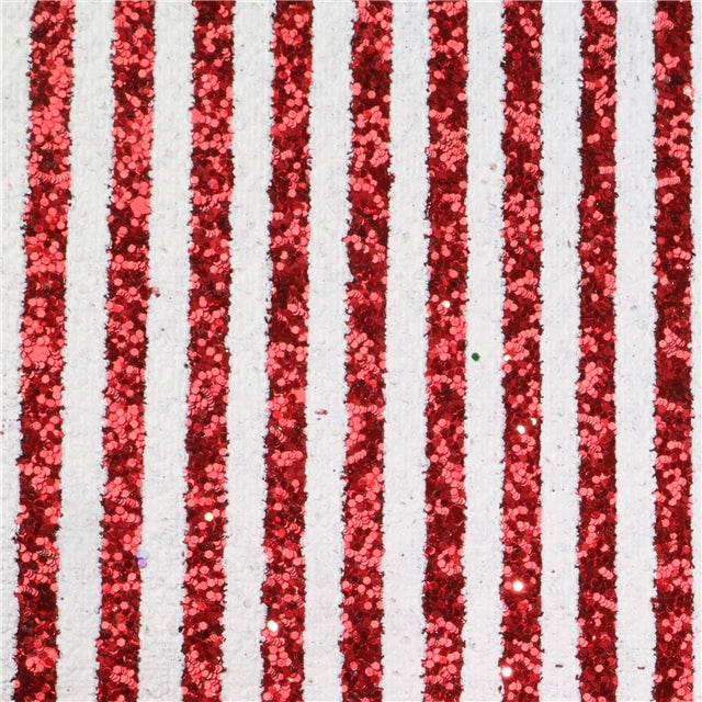 Red and White Stripes Chunky Glitter Christmas Candy Cane