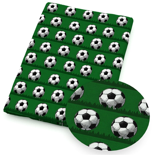 Soccer Balls Printed Faux Leather Sheet FeeFiFauxLeather