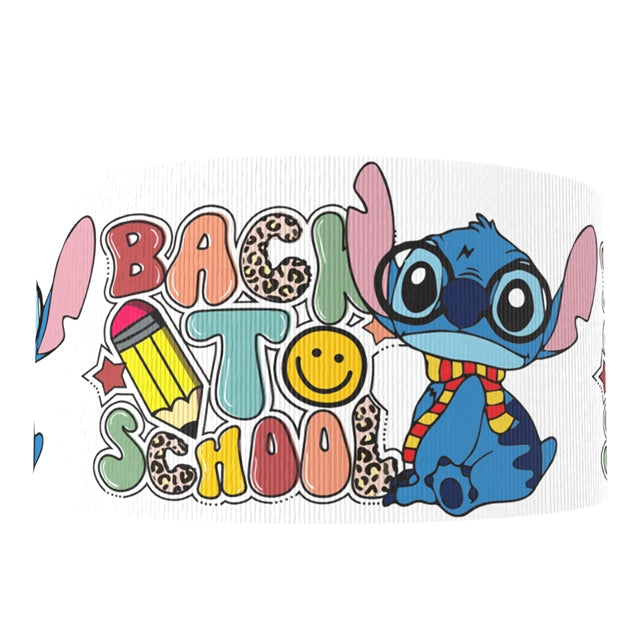 Blue Alien Back To School 1 Yard Printed Grosgrain Ribbon