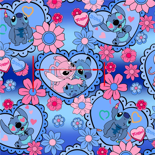 Blue Alien Valentines Printed Fabric FeeFiFauxLeather