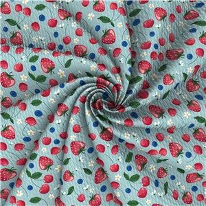 Strawberry, Cherry, Blueberry Fruit Textured Liverpool/ Bullet Fabric