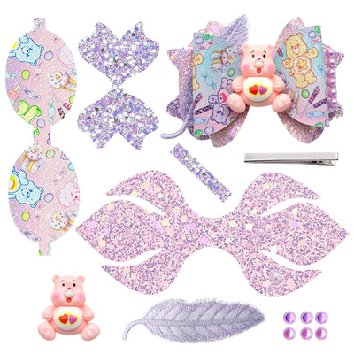 Care Bear Printed Faux Leather Pre-Cut Bow Includes Centerpiece