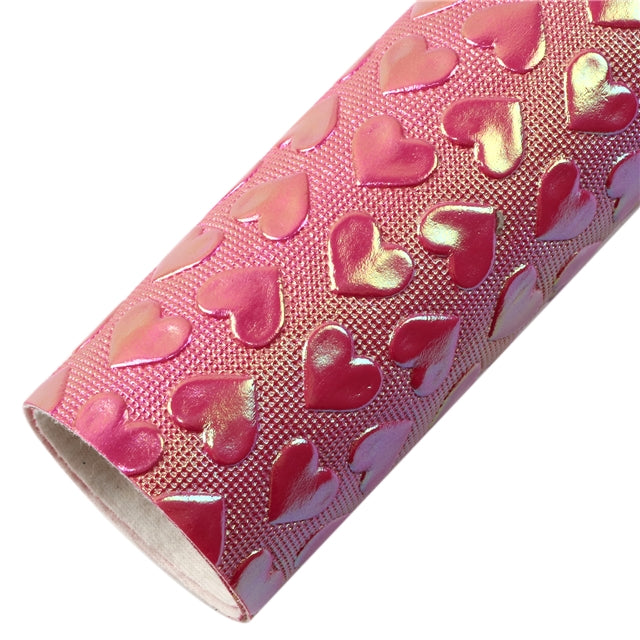 Holographic Heart Bump Texture  Glitter Printed Faux Leather FeeFiFauxLeather