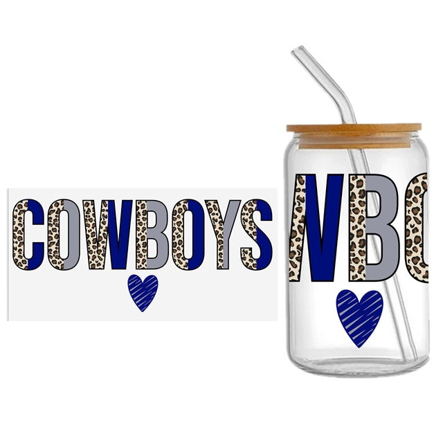 Cowboys Football UV DTF Glass Can Wrap