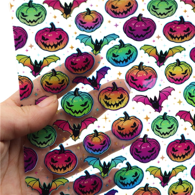 Halloween Pumpkins Printed Faux Leather Sheet FeeFiFauxLeather