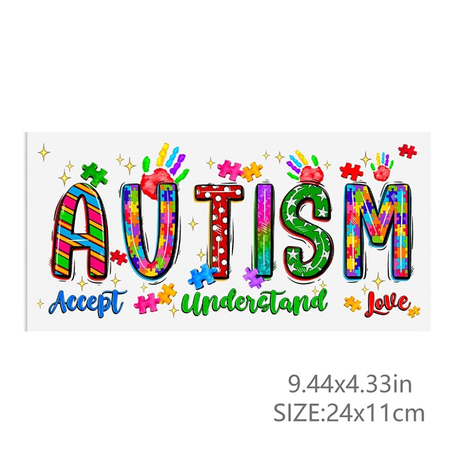 Autism UV DTF Glass Can Wrap