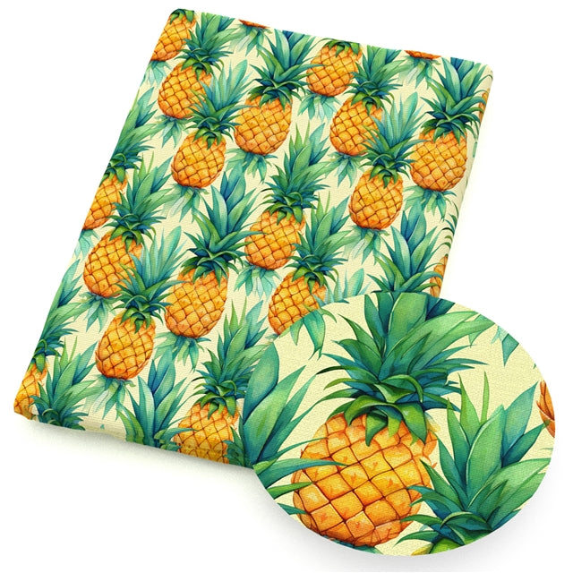 Pineapples Printed Faux Leather FeeFiFauxLeather
