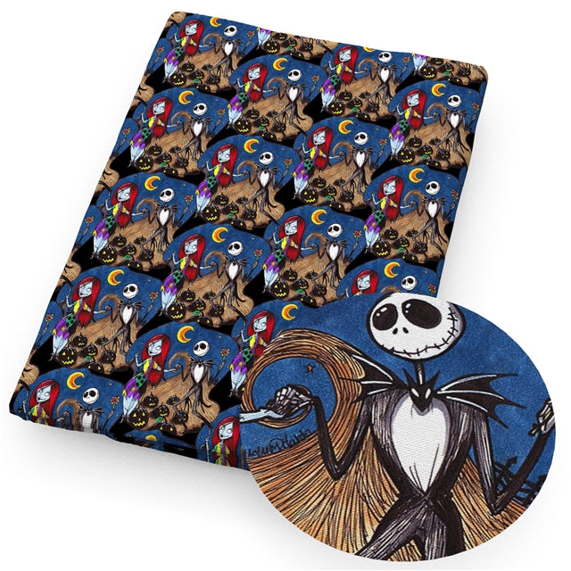 Nightmare Before Christmas Printed Textured Liverpool/ Bullet Fabric with a textured feel