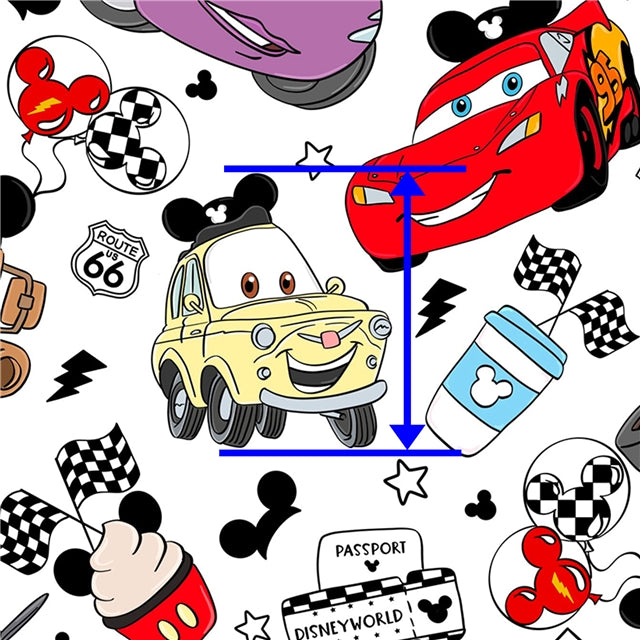 Cars Printed Faux Leather Sheet FeeFiFauxLeather