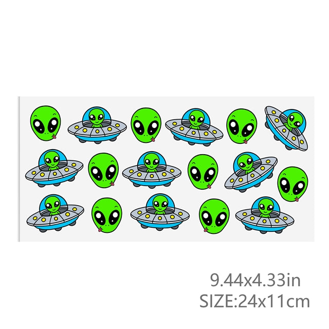 Aliens UV DTF Cup Wrap – Easy Cup Wrap for Tumblers & Projects FeeFiFauxLeather