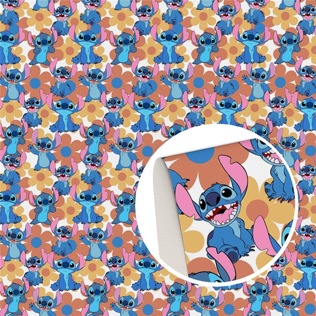 Blue Alien Printed Smooth Faux Leather Sheet FeeFiFauxLeather