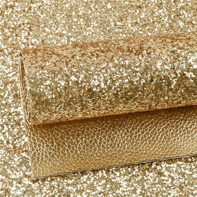 Gold Glitter Double Pattern Faux Leather Sheet FeeFiFauxLeather