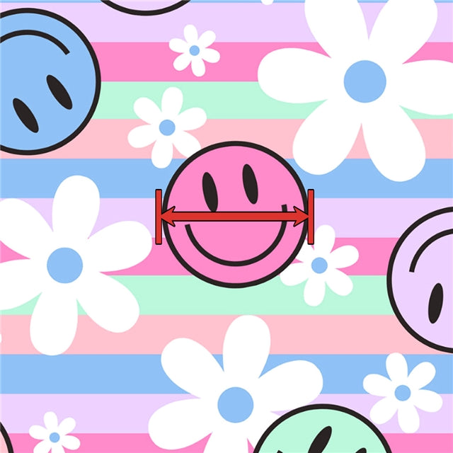 Smiley Face and Daisies Printed Faux Leather FeeFiFauxLeather