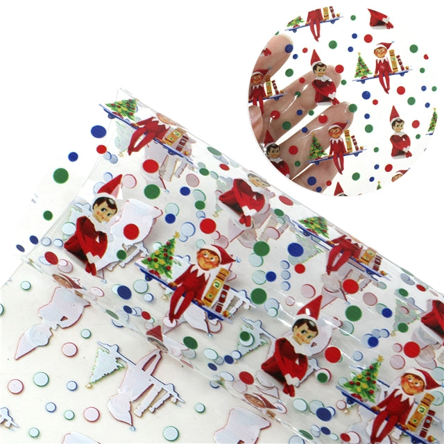 Elf on The Shelf Christmas Smooth Printed Faux Leather Sheet FeeFiFauxLeather