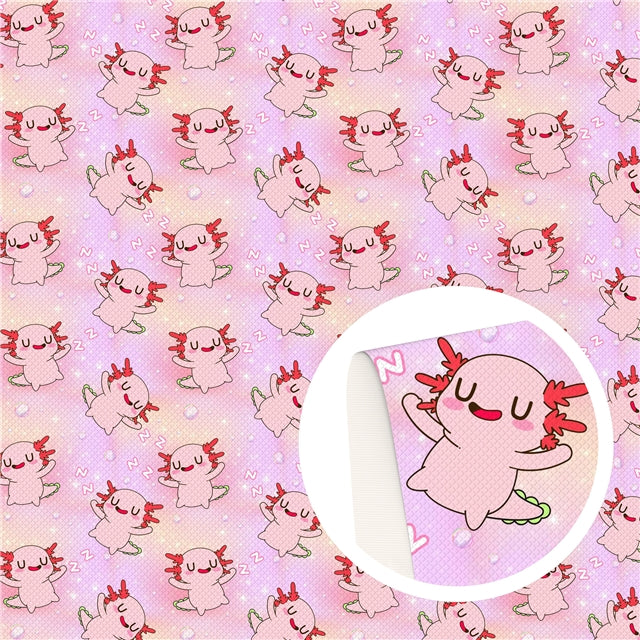 Axolotl Printed Faux Leather Sheet FeeFiFauxLeather