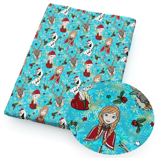 Frozen Christmas Printed Fabric FeeFiFauxLeather