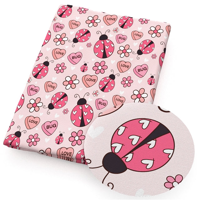 Ladybugs Bullet Printed Fabric FeeFiFauxLeather