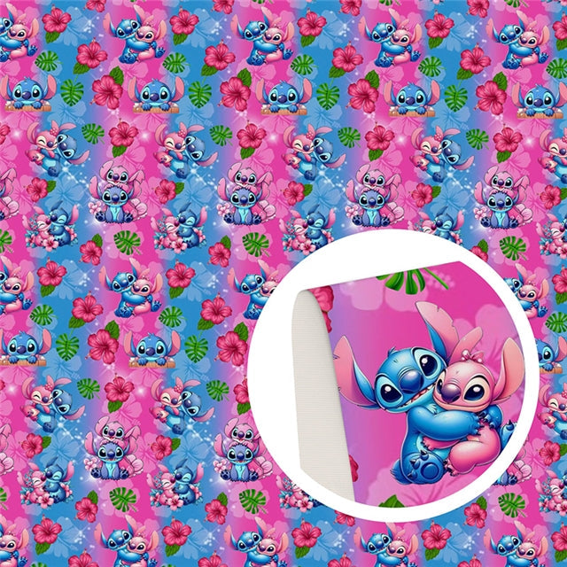 Blue Alien Print Smooth Faux Leather Sheet FeeFiFauxLeather
