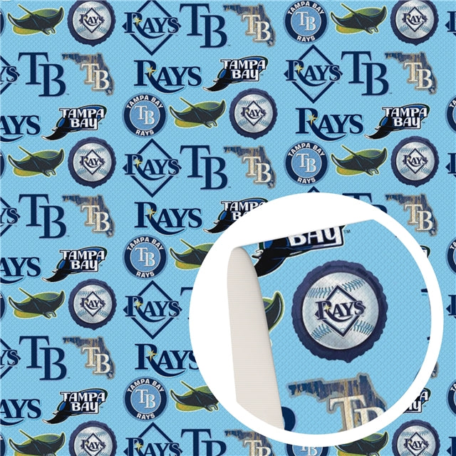 Rays Baseball Sport Printed Faux Leather Sheet FeeFiFauxLeather