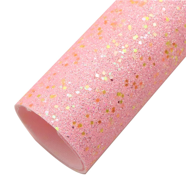 Holographic Chunky Glitter Printed Faux Leather FeeFiFauxLeather
