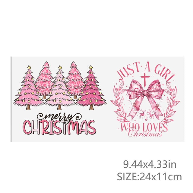 Christmas UV DTF Cup Wrap – Winter Holiday Wrap for DIY Drinkware Projects FeeFiFauxLeather