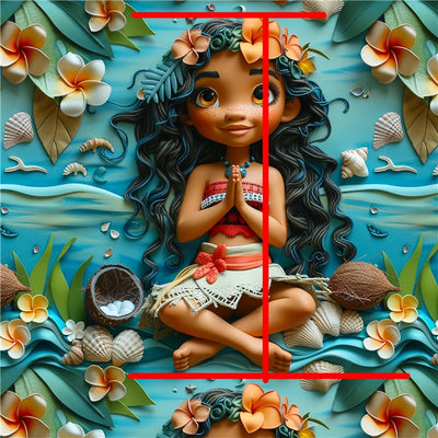 Moana Ocean Princess Printed Faux Leather Sheet Litchi has a pebble like feel with bright colors