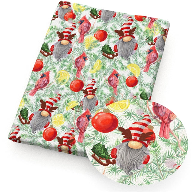 Christmas Gnomes Printed Faux Leather Sheet FeeFiFauxLeather