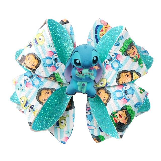 Blue Alien Printed Faux Leather Pre-Cut Bow Includes Centerpiece