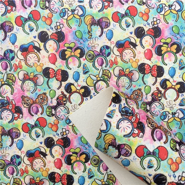 Mouse Ears Litchi Printed Faux Leather Sheet