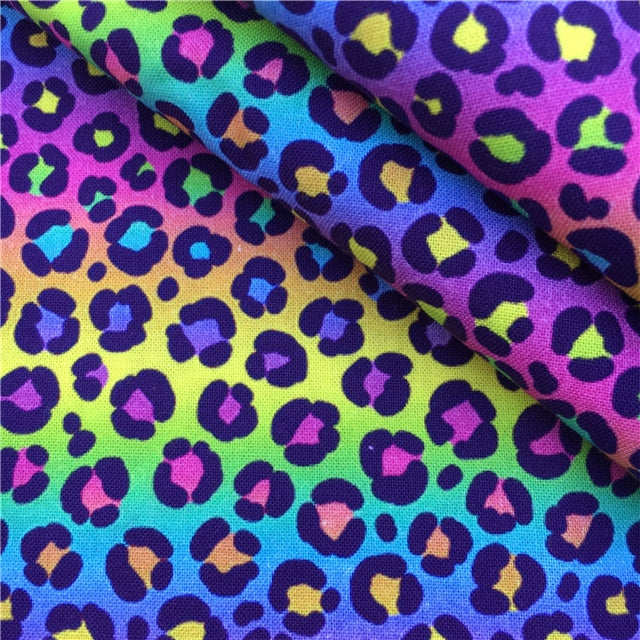 Rainbow Lisa Leopard Bright Colors Textured Liverpool/ Bullet Fabric with a textured feel