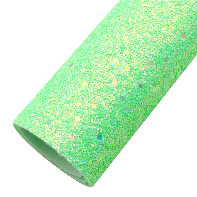 Florscent Green Glitter Printed Faux Leather Sheet FeeFiFauxLeather