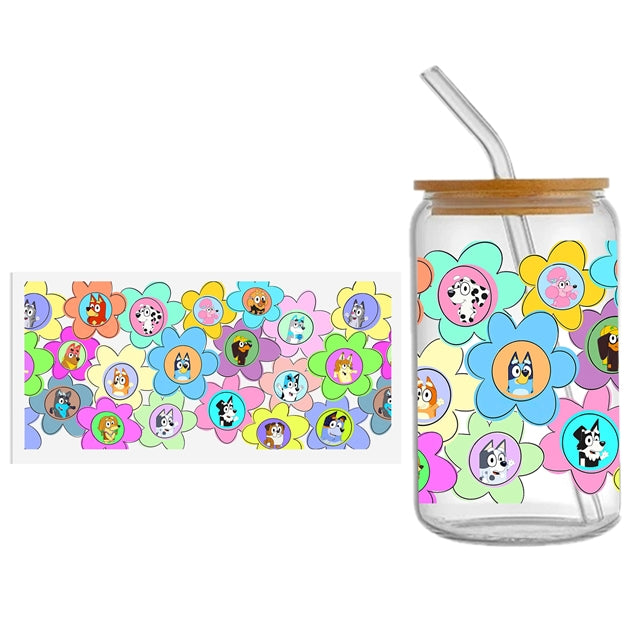 Blue Dog UV DTF Cup Wrap – Decorative Wrap Design for Tumblers & Cups FeeFiFauxLeather