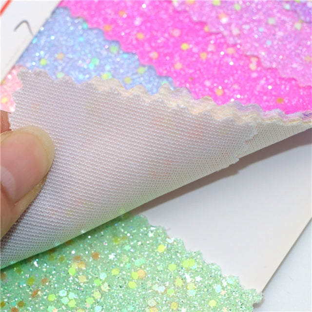 Holographic Chunky Glitter Printed Faux Leather FeeFiFauxLeather