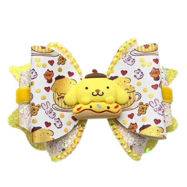 Yellow Dog Printed Faux Leather Pre-Cut Bow Includes Centerpiece