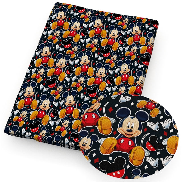 Mouse Printed Litchi Faux Leather Sheet