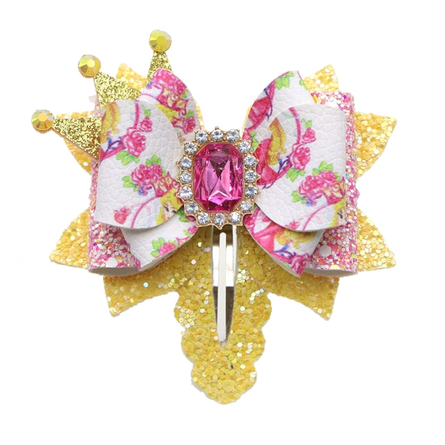 Princess Printed Faux Leather Pre-Cut Bow Clip Includes Centerpiece