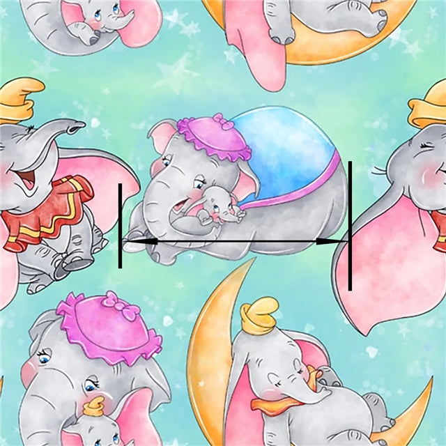 Dumbo Elephant Printed Faux Leather Sheet FeeFiFauxLeather