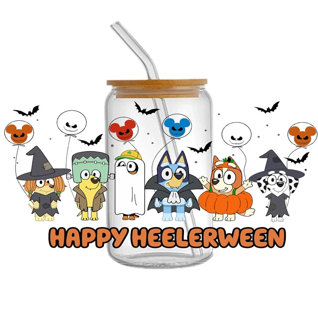Blue Dogs Halloween UV DTF Cup Wrap – Easy Cup Wrap for Tumblers & Projects FeeFiFauxLeather