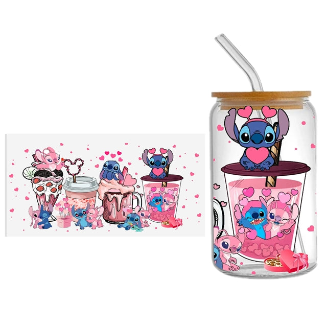 Blue Alien Valentine UV DTF Cup Wrap – Easy Cup Wrap for Tumblers & Projects FeeFiFauxLeather