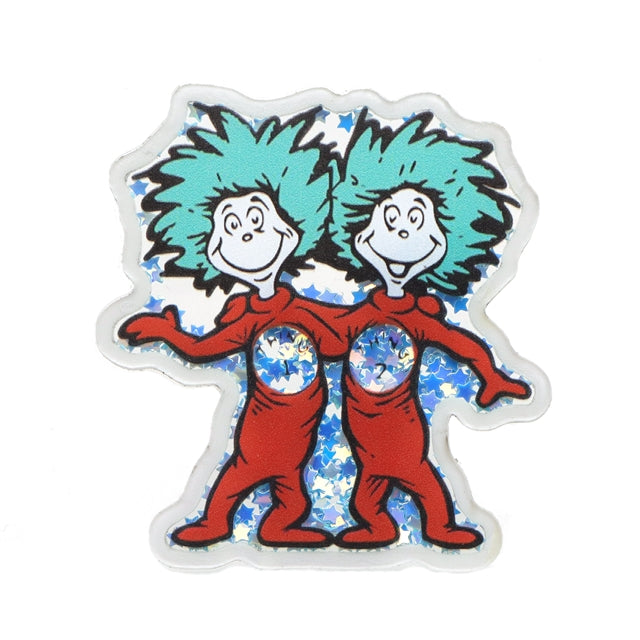 Thing 1 and Thing 2 Dr Seuss Quicksand Sequin Resin