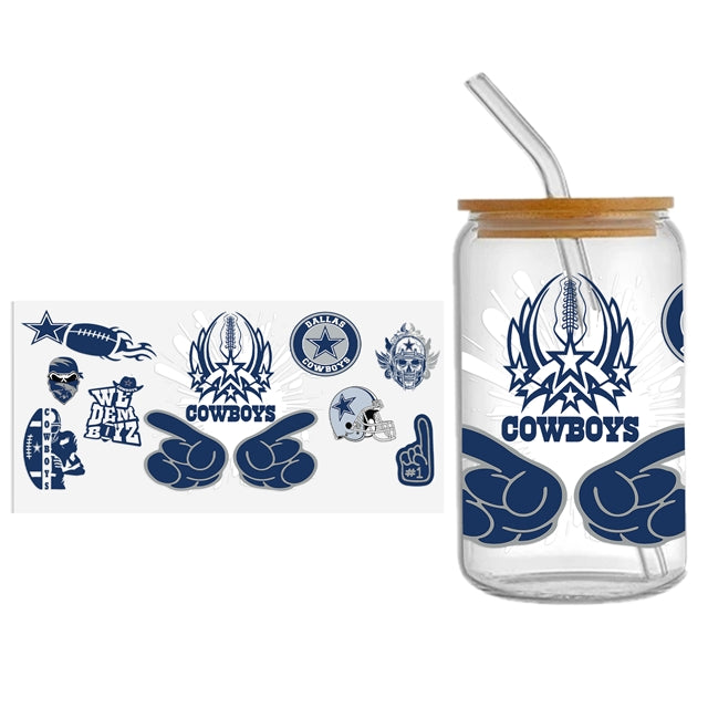 Cowboys Football UV DTF Glass Can Wrap