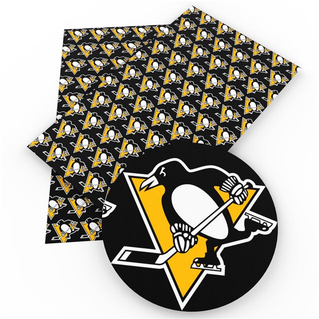 Penquins HockeyFaux Leather Sheet –Sports Material for DIY Accessories FeeFiFauxLeather