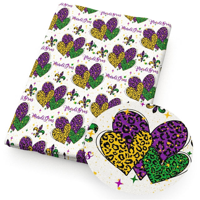 Mardi Gras Printed Faux Leather Sheet FeeFiFauxLeather