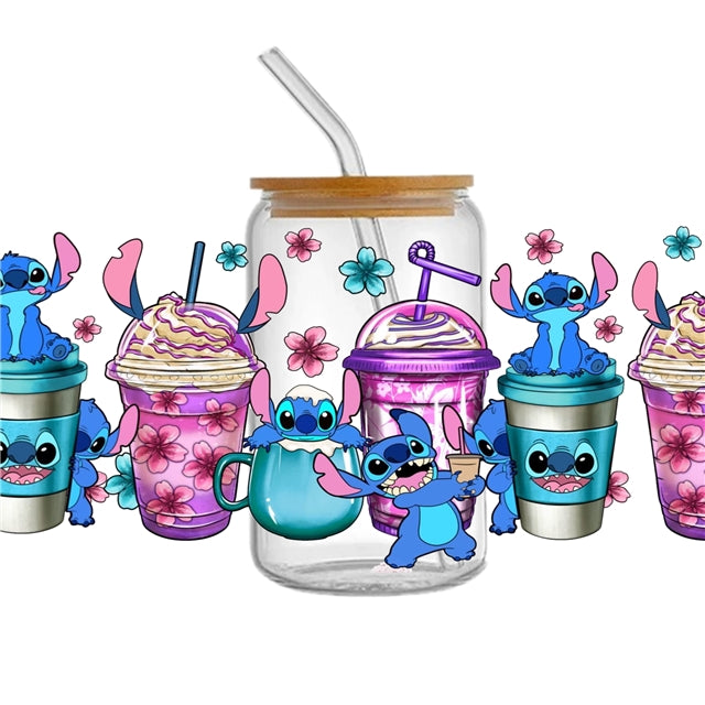 Blue Alien Valentine UV DTF Cup Wrap – Easy Cup Wrap for Tumblers & Projects FeeFiFauxLeather