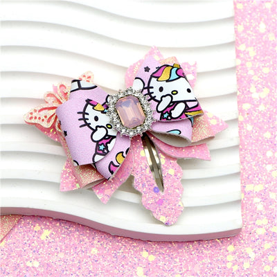 Hello Kitty Printed Faux Leather Pre-Cut Bow Clip Includes Centerpiece