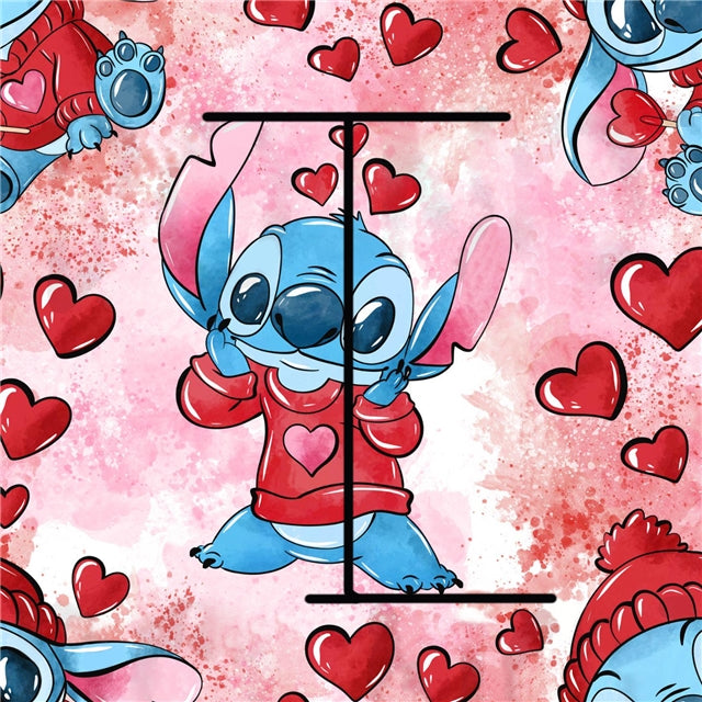 Blue Alien Valentine Print Smooth Faux Leather Sheet FeeFiFauxLeather