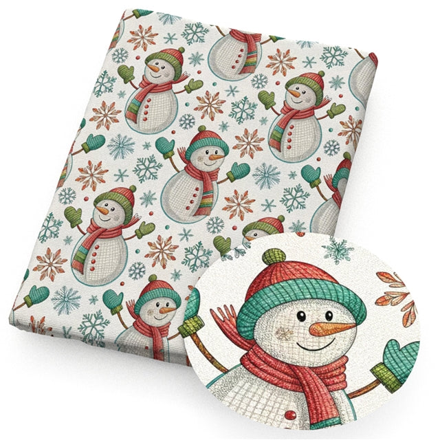 Snowman Faux Leather Sheet – Cartoon Character Smooth Material for DIY Accessories FeeFiFauxLeather